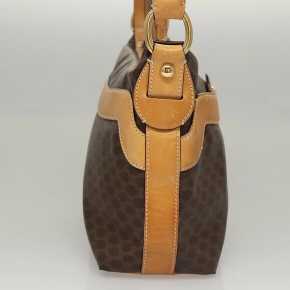 CELINE Macadam Canvas Shoulder Bag PVC Leather Brown Gold Auth 117957 - Picture 2 of 16